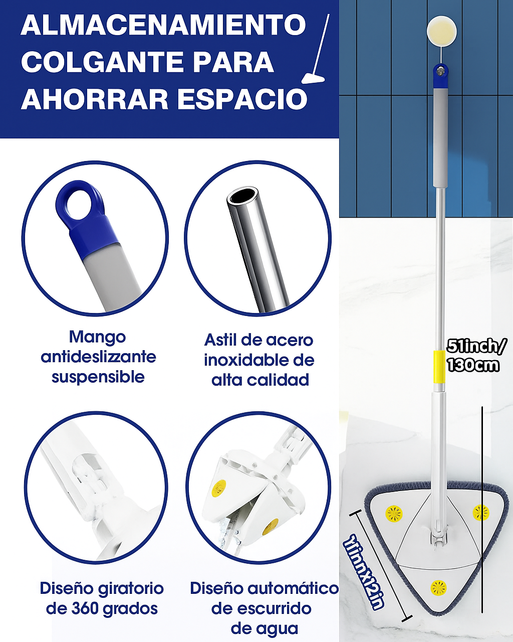 Trapeador Triangular 360° – Limpieza Rápida sin Esfuerzo